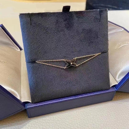 [✨Rose💎]JEUX BRACELET ONYX PINK GOLD 1 DIAMOND