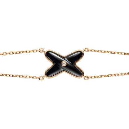[✨Rose💎]JEUX BRACELET ONYX PINK GOLD 1 DIAMOND