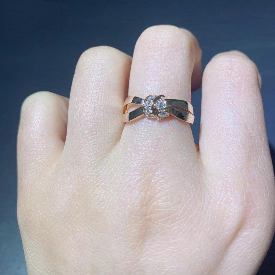 [✨Rose💎]LIENS RING PINK GOLD DIAMOND