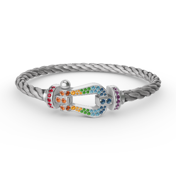 [✨Rose💎]FORC LARGE HORSESHOE  COLORED DIAMOND BRACELET SILVER