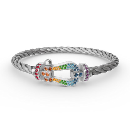 [✨Rose💎]FORC LARGE HORSESHOE  COLORED DIAMOND BRACELET SILVER