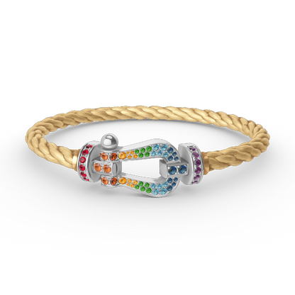 [✨Rose💎]FORC LARGE HORSESHOE  COLORED DIAMOND BRACELET SILVER