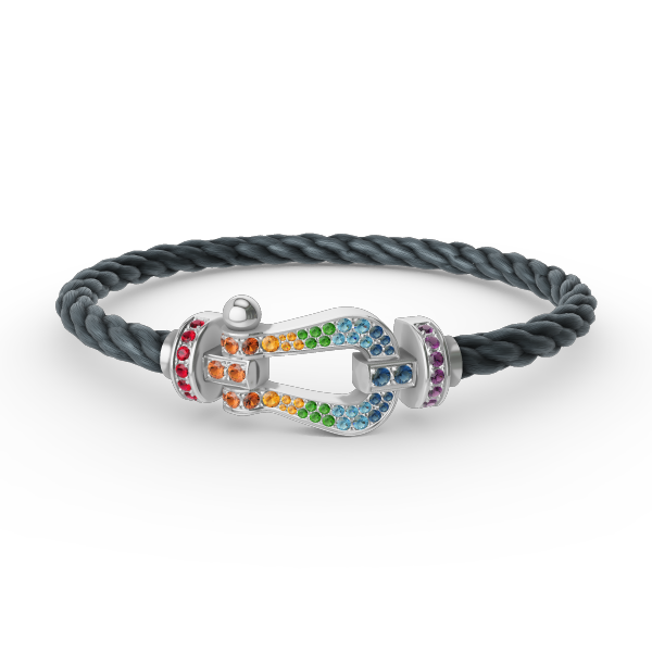 [✨Rose💎]FORC LARGE HORSESHOE  COLORED DIAMOND BRACELET SILVER