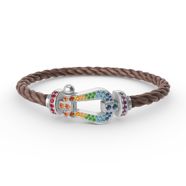 [✨Rose💎]FORC LARGE HORSESHOE  COLORED DIAMOND BRACELET SILVER