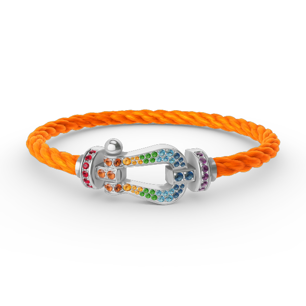 [✨Rose💎]FORC LARGE HORSESHOE  COLORED DIAMOND BRACELET SILVER