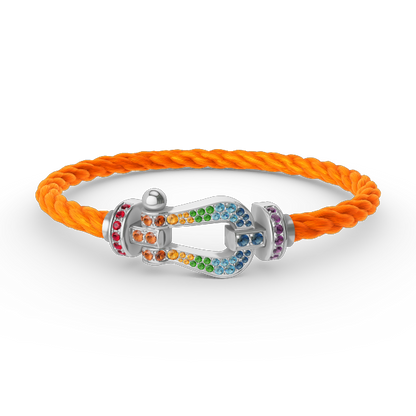 [✨Rose💎]FORC LARGE HORSESHOE  COLORED DIAMOND BRACELET SILVER