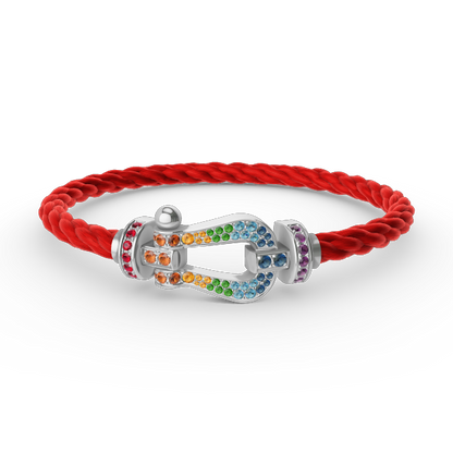 [✨Rose💎]FORC LARGE HORSESHOE  COLORED DIAMOND BRACELET SILVER