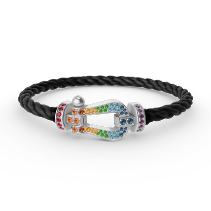 [✨Rose💎]FORC LARGE HORSESHOE  COLORED DIAMOND BRACELET SILVER