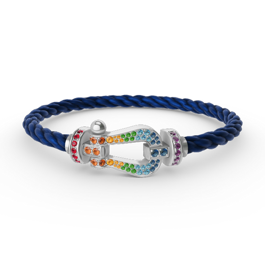 [✨Rose💎]FORC LARGE HORSESHOE  COLORED DIAMOND BRACELET SILVER