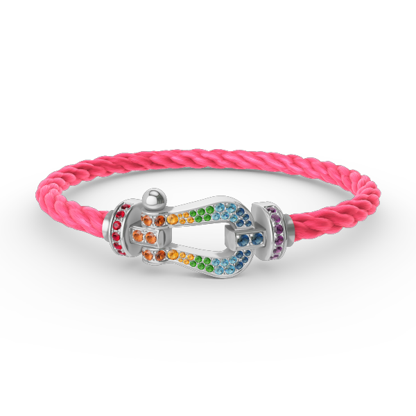 [✨Rose💎]FORC LARGE HORSESHOE  COLORED DIAMOND BRACELET SILVER
