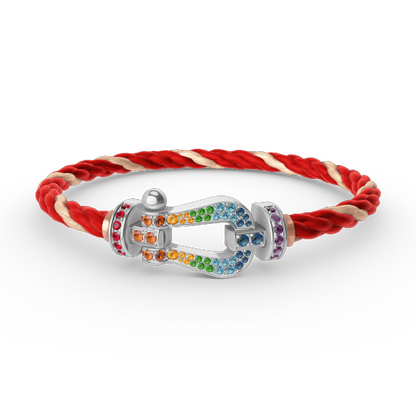 [✨Rose💎]FORC LARGE HORSESHOE  COLORED DIAMOND BRACELET SILVER