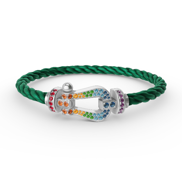 [✨Rose💎]FORC LARGE HORSESHOE  COLORED DIAMOND BRACELET SILVER