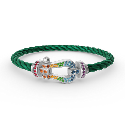 [✨Rose💎]FORC LARGE HORSESHOE  COLORED DIAMOND BRACELET SILVER