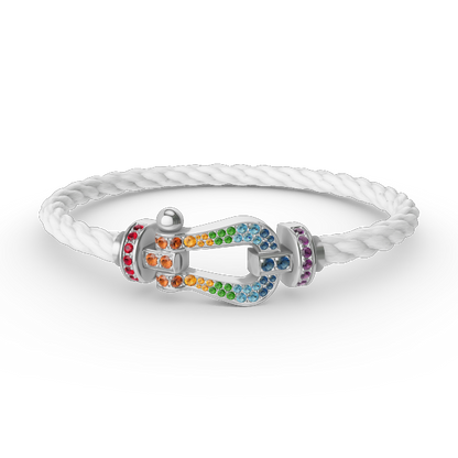 [✨Rose💎]FORC LARGE HORSESHOE  COLORED DIAMOND BRACELET SILVER