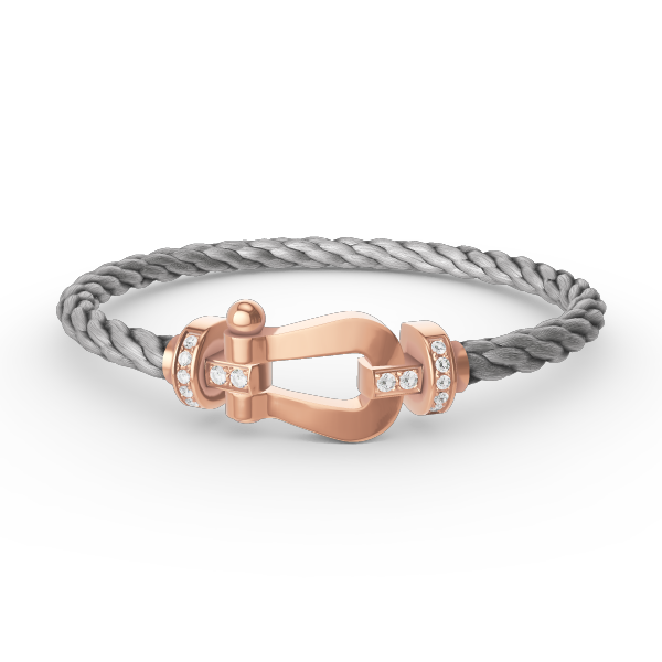 [✨Rose💎]FORCE LARGE HORSESHOE HALF DIAMOND BRACELET ROSE GOLD