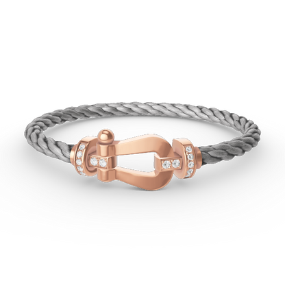 [✨Rose💎]FORCE LARGE HORSESHOE HALF DIAMOND BRACELET ROSE GOLD