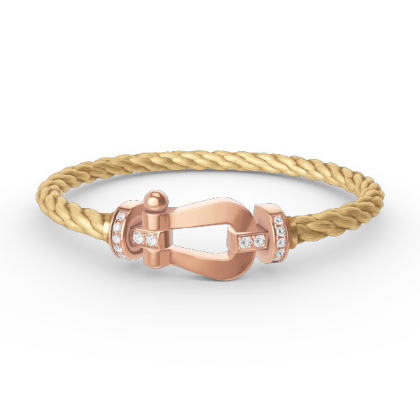 [✨Rose💎]FORCE LARGE HORSESHOE HALF DIAMOND BRACELET ROSE GOLD