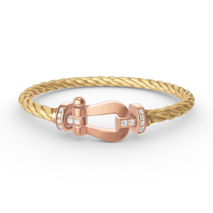[✨Rose💎]FORCE LARGE HORSESHOE HALF DIAMOND BRACELET ROSE GOLD
