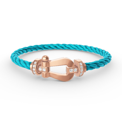 [✨Rose💎]FORCE LARGE HORSESHOE HALF DIAMOND BRACELET ROSE GOLD