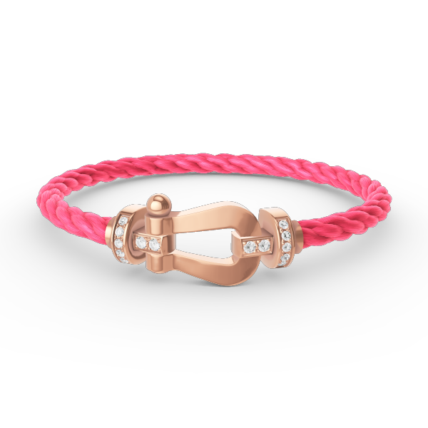 [✨Rose💎]FORCE LARGE HORSESHOE HALF DIAMOND BRACELET ROSE GOLD