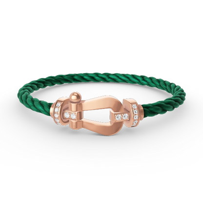 [✨Rose💎]FORCE LARGE HORSESHOE HALF DIAMOND BRACELET ROSE GOLD