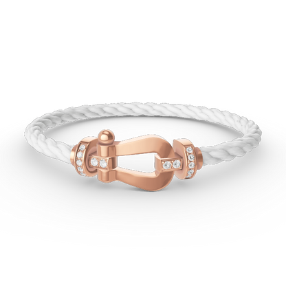 [✨Rose💎]FORCE LARGE HORSESHOE HALF DIAMOND BRACELET ROSE GOLD