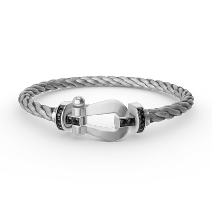 [✨Rose💎]FORCE LARGE HORSESHOE BLACK DIAMOND BRACELET SILVER