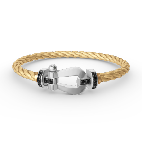 [✨Rose💎]FORCE LARGE HORSESHOE BLACK DIAMOND BRACELET SILVER