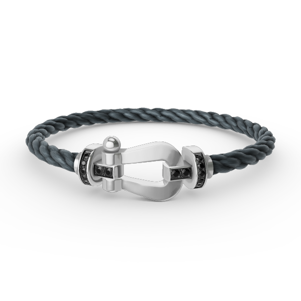 [✨Rose💎]FORCE LARGE HORSESHOE BLACK DIAMOND BRACELET SILVER