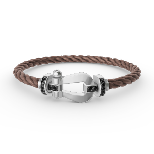 [✨Rose💎]FORCE LARGE HORSESHOE BLACK DIAMOND BRACELET SILVER