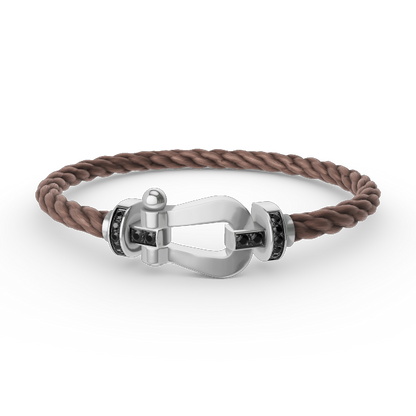 [✨Rose💎]FORCE LARGE HORSESHOE BLACK DIAMOND BRACELET SILVER