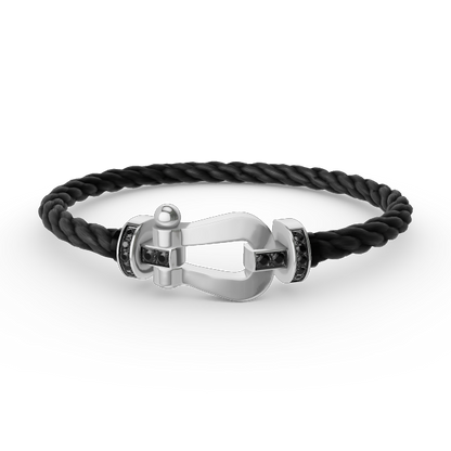 [✨Rose💎]FORCE LARGE HORSESHOE BLACK DIAMOND BRACELET SILVER