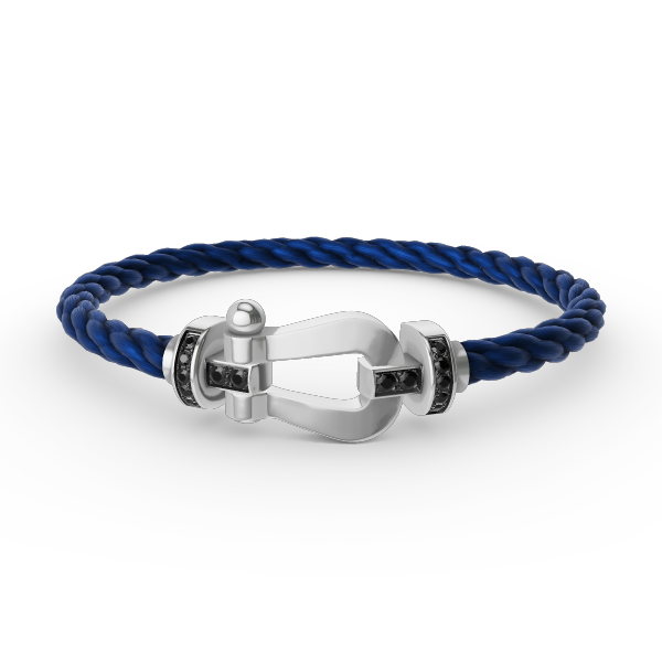[✨Rose💎]FORCE LARGE HORSESHOE BLACK DIAMOND BRACELET SILVER