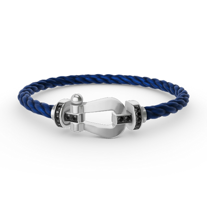 [✨Rose💎]FORCE LARGE HORSESHOE BLACK DIAMOND BRACELET SILVER