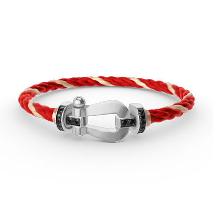 [✨Rose💎]FORCE LARGE HORSESHOE BLACK DIAMOND BRACELET SILVER