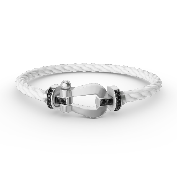 [✨Rose💎]FORCE LARGE HORSESHOE BLACK DIAMOND BRACELET SILVER