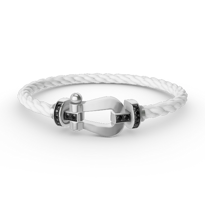 [✨Rose💎]FORCE LARGE HORSESHOE BLACK DIAMOND BRACELET SILVER