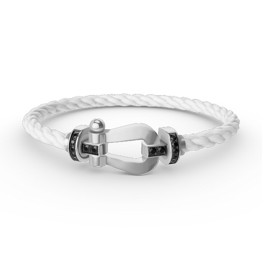 [✨Rose💎]FORCE LARGE HORSESHOE BLACK DIAMOND BRACELET SILVER