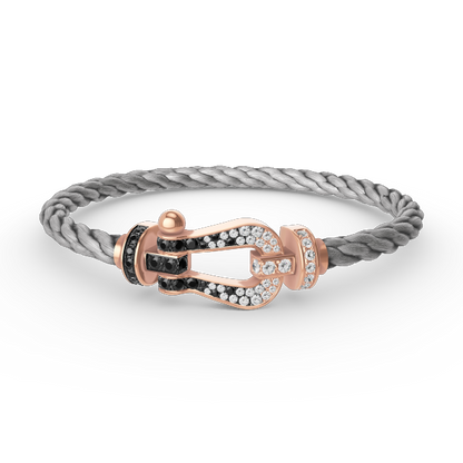 [✨Rose💎]FORCE LARGE HORSESHOE BLACK WHITE DIAMOND BRACELET ROSE GOLD
