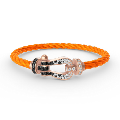 [✨Rose💎]FORCE LARGE HORSESHOE BLACK WHITE DIAMOND BRACELET ROSE GOLD