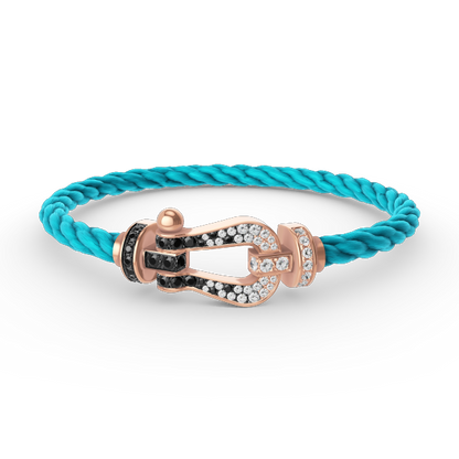 [✨Rose💎]FORCE LARGE HORSESHOE BLACK WHITE DIAMOND BRACELET ROSE GOLD