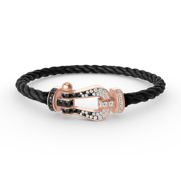 [✨Rose💎]FORCE LARGE HORSESHOE BLACK WHITE DIAMOND BRACELET ROSE GOLD