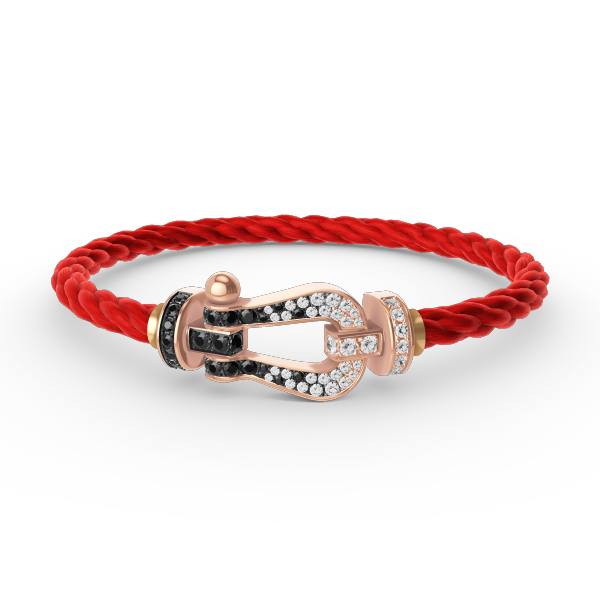 [✨Rose💎]FORCE LARGE HORSESHOE BLACK WHITE DIAMOND BRACELET ROSE GOLD