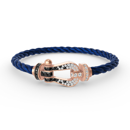 [✨Rose💎]FORCE LARGE HORSESHOE BLACK WHITE DIAMOND BRACELET ROSE GOLD