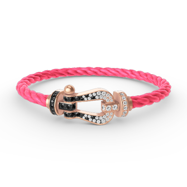 [✨Rose💎]FORCE LARGE HORSESHOE BLACK WHITE DIAMOND BRACELET ROSE GOLD