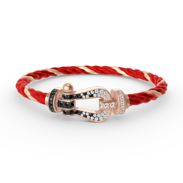 [✨Rose💎]FORCE LARGE HORSESHOE BLACK WHITE DIAMOND BRACELET ROSE GOLD