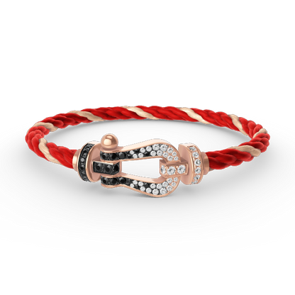 [✨Rose💎]FORCE LARGE HORSESHOE BLACK WHITE DIAMOND BRACELET ROSE GOLD