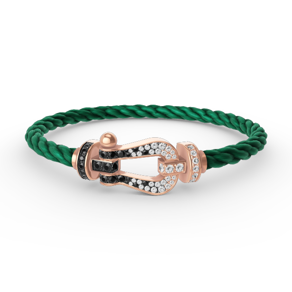 [✨Rose💎]FORCE LARGE HORSESHOE BLACK WHITE DIAMOND BRACELET ROSE GOLD