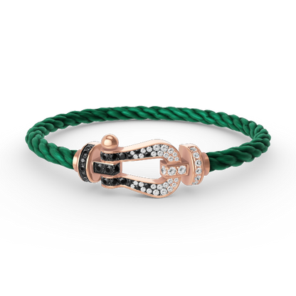 [✨Rose💎]FORCE LARGE HORSESHOE BLACK WHITE DIAMOND BRACELET ROSE GOLD