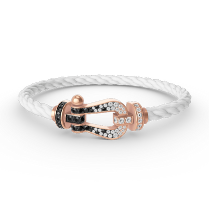 [✨Rose💎]FORCE LARGE HORSESHOE BLACK WHITE DIAMOND BRACELET ROSE GOLD